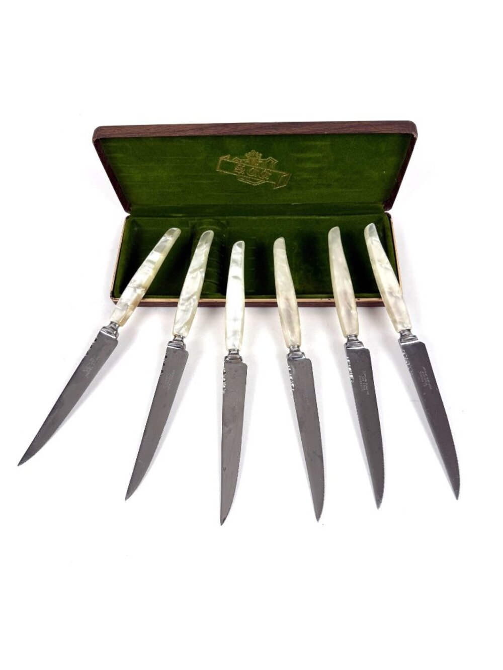 Sheffield Set of 6 Supreme Stainless Knives Faux Mother of Pearl Handle Vintage